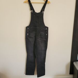 Old Navy Black Denim Straight Leg Overalls